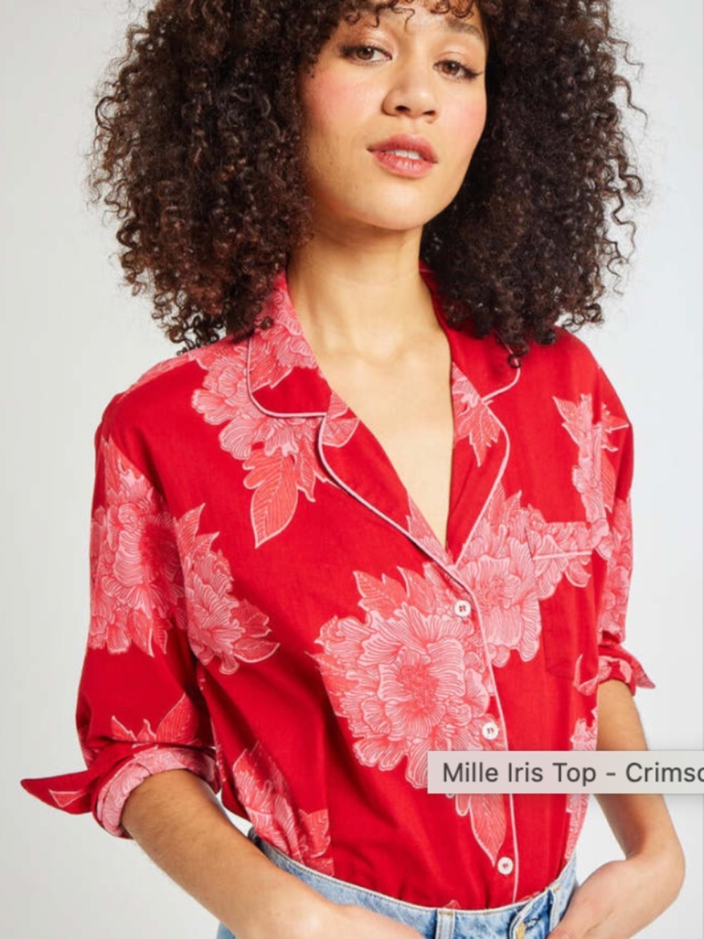 MILLE Iris Top Crimson Floral Sz SMALL